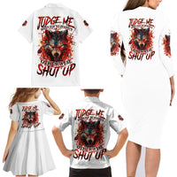 Judge Me When Wolf Family Matching Long Sleeve Bodycon Dress and Hawaiian Shirt - Wonder Print Shop