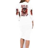 Judge Me When Wolf Family Matching Long Sleeve Bodycon Dress and Hawaiian Shirt - Wonder Print Shop