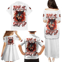 Judge Me When Wolf Family Matching Puletasi Dress and Hawaiian Shirt - Wonder Print Shop