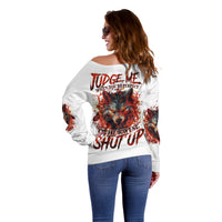 Judge Me When Wolf Off Shoulder Sweater - Wonder Print Shop