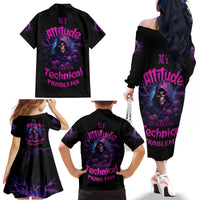 My Attitude Is Having Technical Problems Family Matching Off Shoulder Long Sleeve Dress and Hawaiian Shirt - Wonder Print Shop