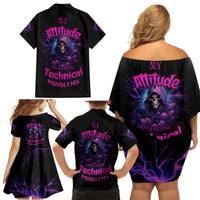 My Attitude Is Having Technical Problems Family Matching Off Shoulder Short Dress and Hawaiian Shirt - Wonder Print Shop