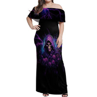 My Attitude Is Having Technical Problems Off Shoulder Maxi Dress - Wonder Print Shop