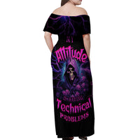 My Attitude Is Having Technical Problems Off Shoulder Maxi Dress - Wonder Print Shop