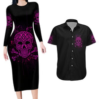 Can You See The F You Skull Rose Couples Matching Long Sleeve Bodycon Dress and Hawaiian Shirt - Wonder Print Shop