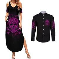 Can You See The F You Skull Rose Couples Matching Summer Maxi Dress and Long Sleeve Button Shirt - Wonder Print Shop
