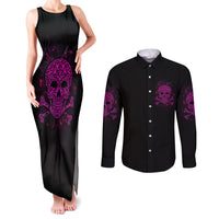 Can You See The F You Skull Rose Couples Matching Tank Maxi Dress and Long Sleeve Button Shirt - Wonder Print Shop