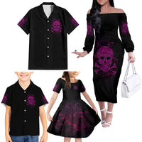 Can You See The F You Skull Rose Family Matching Off Shoulder Long Sleeve Dress and Hawaiian Shirt - Wonder Print Shop
