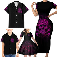 Can You See The F You Skull Rose Family Matching Short Sleeve Bodycon Dress and Hawaiian Shirt - Wonder Print Shop