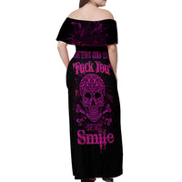 Can You See The F You Skull Rose Off Shoulder Maxi Dress - Wonder Print Shop