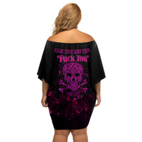 Can You See The F You Skull Rose Off Shoulder Short Dress - Wonder Print Shop