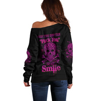 Can You See The F You Skull Rose Off Shoulder Sweater - Wonder Print Shop