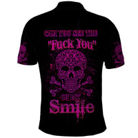 Can You See The F You Skull Rose Polo Shirt - Wonder Print Shop
