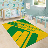 Comoros Flag Area Rug with Green and Yellow Design and National Emblem