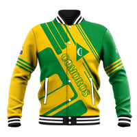 Comoros Flag Baseball Jacket with Green and Yellow Design and National Emblem