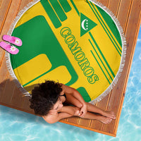Comoros Flag Beach Blanket with Green and Yellow Design and National Emblem