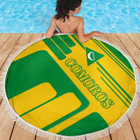 Comoros Flag Beach Blanket with Green and Yellow Design and National Emblem