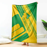 Comoros Flag Blanket with Green and Yellow Design and National Emblem