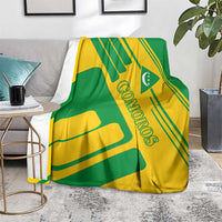 Comoros Flag Blanket with Green and Yellow Design and National Emblem