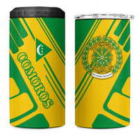 Comoros Flag 4 in 1 Can Cooler Tumbler with Green and Yellow Design and National Emblem
