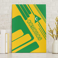 Comoros Flag Canvas Wall Art with Green and Yellow Design and National Emblem