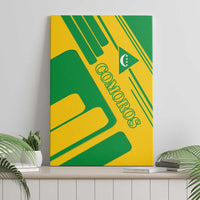 Comoros Flag Canvas Wall Art with Green and Yellow Design and National Emblem