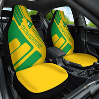 Comoros Flag Car Seat Cover with Green and Yellow Design and National Emblem