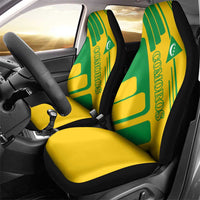 Comoros Flag Car Seat Cover with Green and Yellow Design and National Emblem
