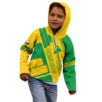 Comoros Flag Kid Hoodie with Green and Yellow Design and National Emblem