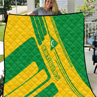 Comoros Flag Quilt with Green and Yellow Design and National Emblem