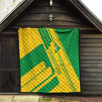 Comoros Flag Quilt with Green and Yellow Design and National Emblem