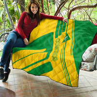 Comoros Flag Quilt with Green and Yellow Design and National Emblem