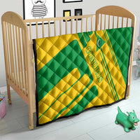 Comoros Flag Quilt with Green and Yellow Design and National Emblem