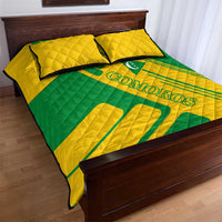 Comoros Flag Quilt Bed Set with Green and Yellow Design and National Emblem