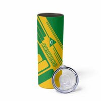 Comoros Flag Skinny Tumbler with Green and Yellow Design and National Emblem