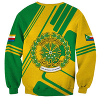 Comoros Flag Sweatshirt with Green and Yellow Design and National Emblem