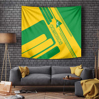 Comoros Flag Tapestry with Green and Yellow Design and National Emblem