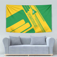 Comoros Flag Tapestry with Green and Yellow Design and National Emblem