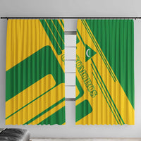 Comoros Flag Window Curtain with Green and Yellow Design and National Emblem