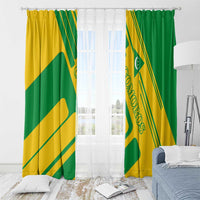 Comoros Flag Window Curtain with Green and Yellow Design and National Emblem