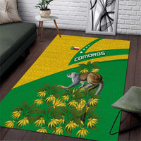 Comoros Area Rug with National Flag Lemur Design and Ylang Ylang Flower Pattern
