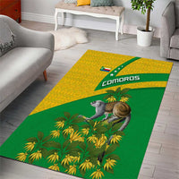 Comoros Area Rug with National Flag Lemur Design and Ylang Ylang Flower Pattern