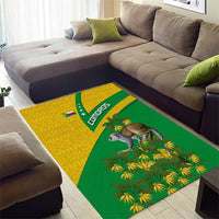 Comoros Area Rug with National Flag Lemur Design and Ylang Ylang Flower Pattern