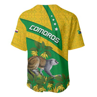 Comoros Baseball Jersey with National Flag Lemur Design and Ylang Ylang Flower Pattern