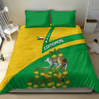 Comoros Bedding Set with National Flag Lemur Design and Ylang Ylang Flower Pattern