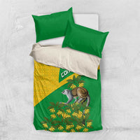Comoros Bedding Set with National Flag Lemur Design and Ylang Ylang Flower Pattern