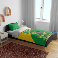 Comoros Bedding Set with National Flag Lemur Design and Ylang Ylang Flower Pattern