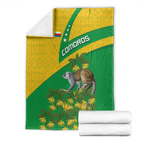 Comoros Blanket with National Flag Lemur Design and Ylang Ylang Flower Pattern