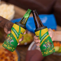 Comoros 4 in 1 Can Cooler Tumbler with National Flag Lemur Design and Ylang Ylang Flower Pattern