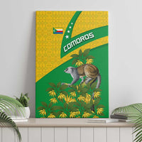 Comoros Canvas Wall Art with National Flag Lemur Design and Ylang Ylang Flower Pattern
